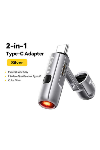 Choice ولاعة سجائر صغيرة محمولة من إيساجر، فضية اللون، 2 في 1، من النوع C، مع...