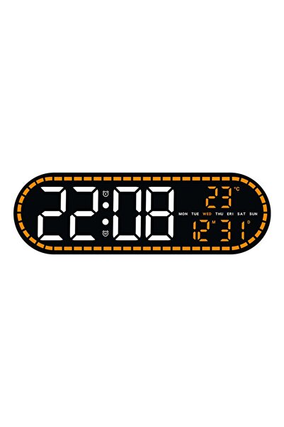 Choice1 orange Large Digital Wall Clk Temperature and Date Week Display Elect...