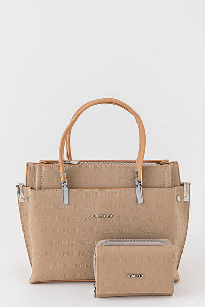 Just Polo Pera Large Volume Women's Mink Handbag and Wallet Combination with ...