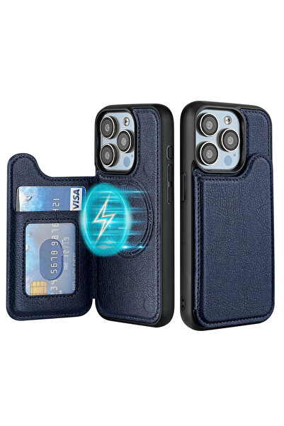 Choice92 غلاف هاتف محفظة قابل للطي جلد مغناطيسي من ماج سيف، أزرق اللون، متواف...