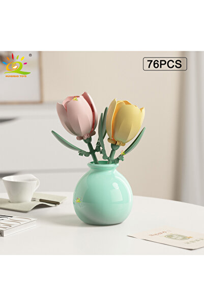 Choice3 NO.85 HUIQIBAO MOC Flower with Vase Model Building Block DIY Eternal ...