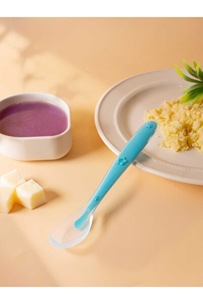 Choice15 Peacock Blue Large 9 Colors Baby Silicone Spoon Learning Spoon Star ...