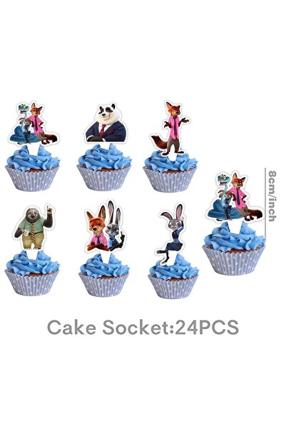 Choice1 24pcs cupcake topper Zootopia Party Favors Slap Bracelets Keychain St...
