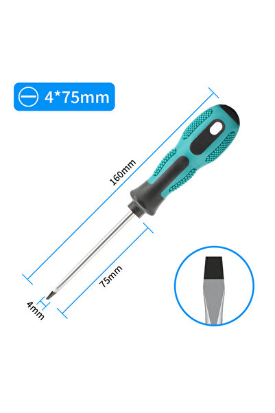 Choice27 مفك براغي متعدد الوظائف برأس مسطح متقاطع، SL 4X75mm، قطعة واحدة، مفك...