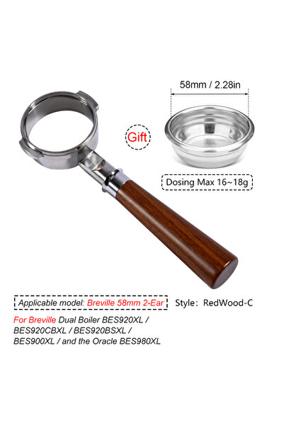 Choice5 Breville Rosewood C 58mm Bottomless Portafilter For Breville 9 Series...