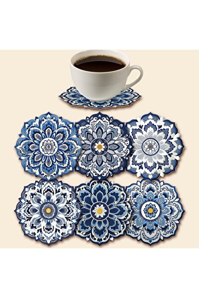 Choice3 round 1set 2 Chinese Style Blue and White Porcelain Wood Mandala Flow...