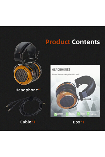 Choice سماعات رأس خشبية كلاسيكية من هيلو ديجي HD10، بمحرك 53 مم، مفتوحة من ال...