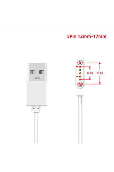 Choice6 شاحن مغناطيسي USB للساعات الذكية باللون الأبيض (5P 12mm-17mm) مع كابل...