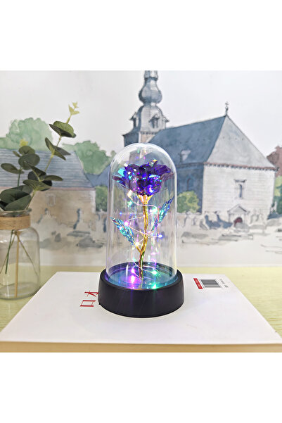 Choice7 Purple-Coloured Artificial Glass Flower with Eternal Rose of the LED ...