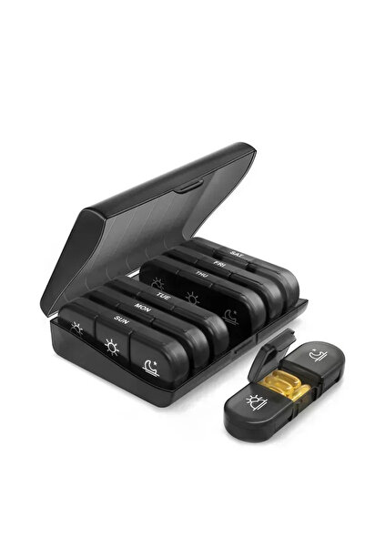 choice2 علبة حبوب أسبوعية سوداء اللون، قطعة واحدة، علبة أقراص تكفي لسبعة أيام...