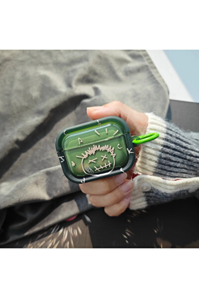 Choice5 جراب سماعات أذن شفاف بتصميم جرافيتي أخضر لسماعات AirPods 4، جراب لسما...