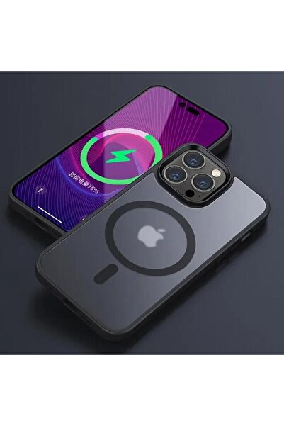 Choice جراب فاخر أسود غير لامع مغناطيسي شفاف لهاتف iPhone 14 ProMax، متوافق م...