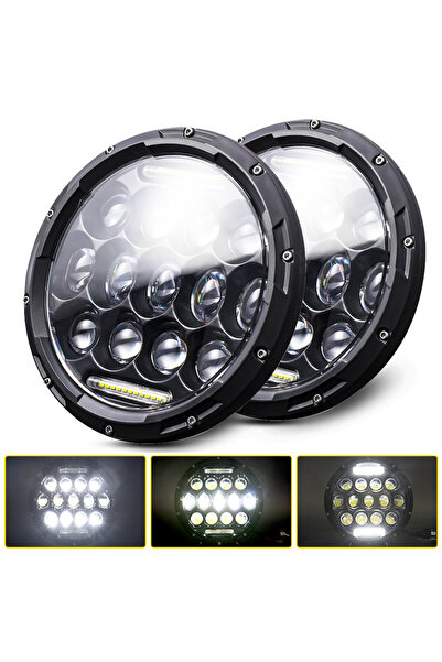 choice2 75W headlight balck 2x Car 7 Inch Led Headlight Hi/Low H4 Halo Angle ...
