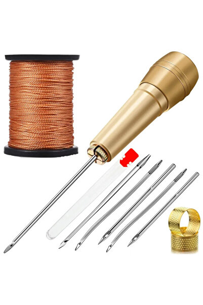 Choice1 مجموعة خيوط بنية، مجموعة مخرز خياطة جلد، مجموعة أدوات إصلاح أحذية متع...