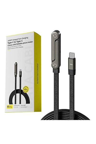 Choice كابل بيانات قابل للطي مع حامل هاتف للشحن السريع بقوة 240 واط من النوع ...