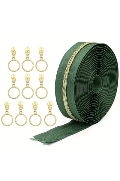 Choice4 225 سحاب أخضر داكن بطول 4.5 متر + 10 رؤوس سحاب، 5 سحابات ملونة، مع 10...