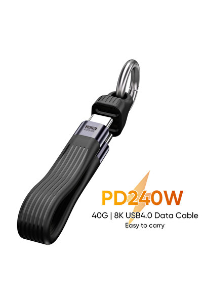 Choice سلسلة مفاتيح بيانات أسود من USB-C إلى Type-C بقدرة 240 واط، يدعم USB 4...