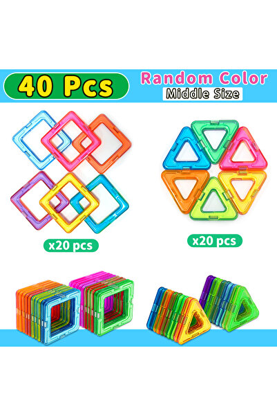 Choice6 مجموعة بناء مغناطيسية مكونة من 40 قطعة (2S) - لعبة بناء للأطفال - ألع...