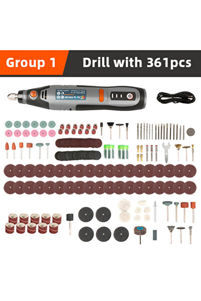 Choice1 Drill 361pcs 21000rpm USB Cordless Rotary Tool Dremel Mini Drill Engr...