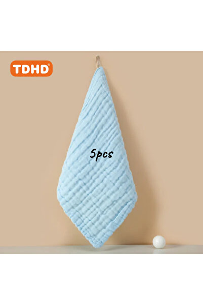 Choice5 مناشف شاش زرقاء TDHD [5 قطع] 5 قطع من مناشف اليد المصنوعة من الشاش ال...
