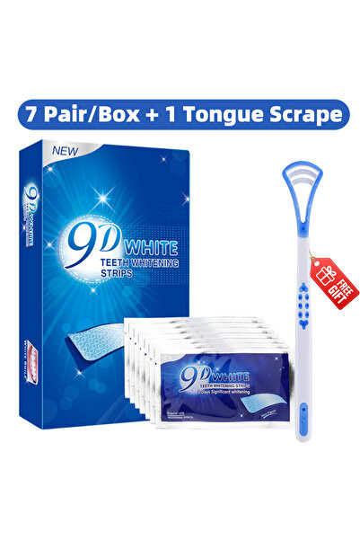 Choice5 7 أزواج، مكشطة زرقاء واحدة، شريط تبييض الأسنان 9D White خالي من البير...