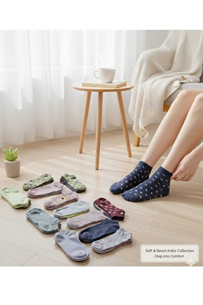 Armis 3 Pairs of Women's Floral & Star Patterned Booties Socks