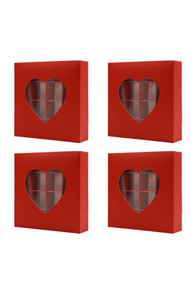 Choice1 4 علب هدايا على شكل قلب، 15.1 × 15.1 × 3.5 سم، باللون الأحمر والوردي ...
