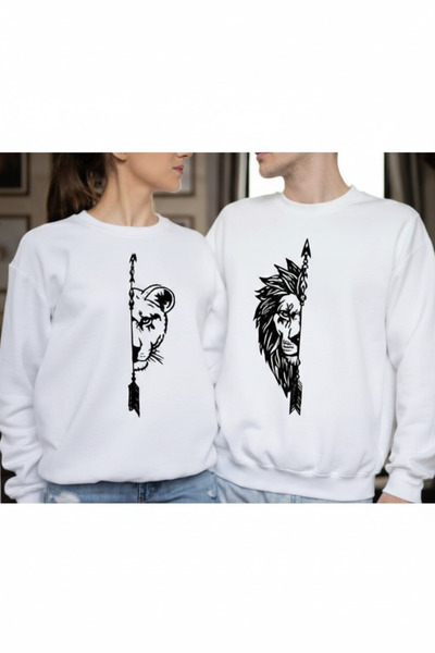 Baskılı Çift Sweatshirt
