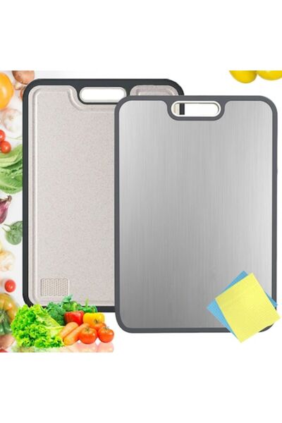Zoffer Titanium & Wheat Straw Fiber Cutting Board, Double-Sided, + 2 Cloths