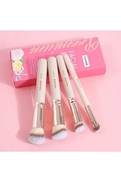 Choice1 علبة هدايا من المشمش من مانج، طقم فرش مكياج للوجه مكون من 4 قطع، كريم...