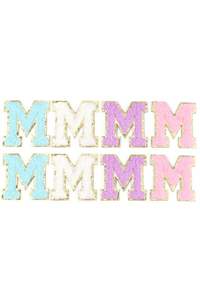 Choice7 M 8Pcs/Lot Pink Series Letter Patches Embroidery Alphabet Self-adhesi...