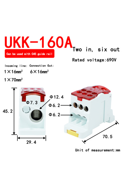 Choice9 UKK-160A-red UKK80A صندوق تقسيم أحادي القطب تيار كبير طرف واحد إلى عد...