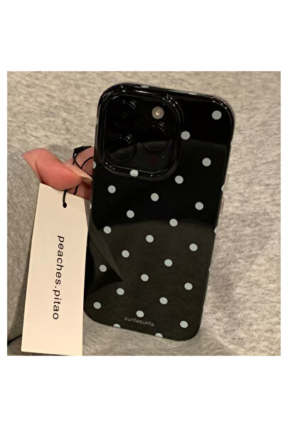 Choice34 غلاف هاتف بسيط باللونين الأسود والأبيض منقّط ، متوافق مع آيفون 15 بر...