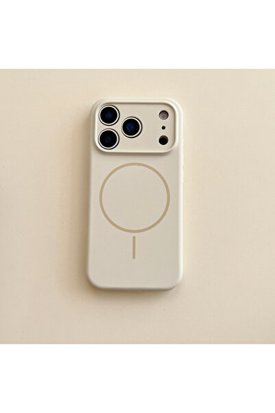 Choice24 جراب سيليكون لون سادة أبيض عتيق غلاف هاتف iPhone 17 Pro، متوافق مع ا...