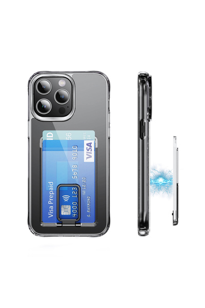 Choice حامل معدني شفاف أسود قوي مغناطيسي محفظة بطاقات ماج سيف، غطاء شفاف لهات...