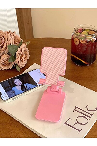 choice2 حامل هاتف قابل للتعديل والطي باللون الوردي الأنثوي، وحامل تابلت مريح ...