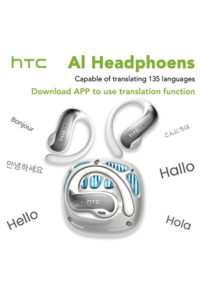 Choice سماعات أذن بلوتوث HTC NE30 بيضاء بتقنية الذكاء الاصطناعي، الإصدار 6.0،...