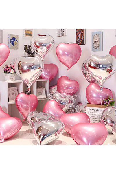 choice2 18inch pink silver 10pcs 18inch Rose Gold Red Pink Love Heart Foil Ba...