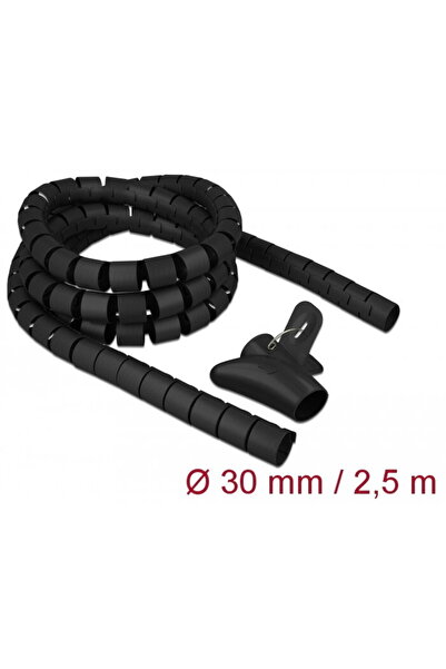 DELOCK Furtun spiralat cu unealtă de tragere 2,5 m x 30 mm negru