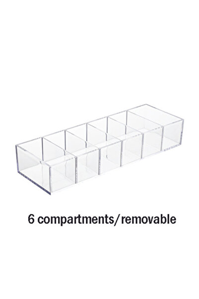 Choice1 صندوق تخزين مستحضرات التجميل من أكريليك الشفاف بستة أقسام، قطعة واحدة...