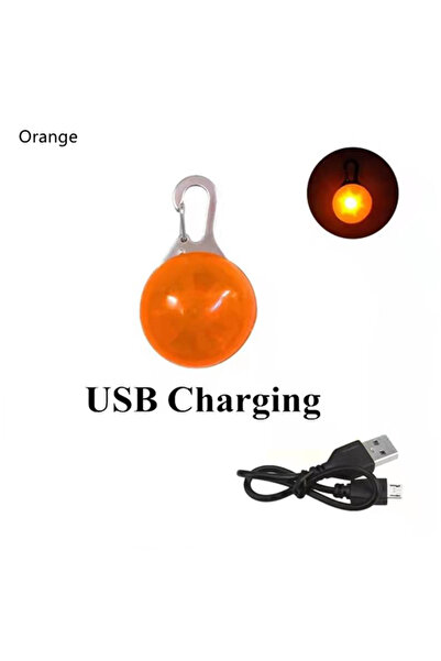 Choice Orange Led Dogs Collars Pendant Rechargeable Pet Usb Luminous Collar P...