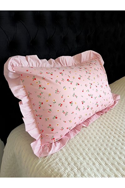 ToffyStore 2-Piece Vintage Pink Ruffled Design Model Pillowcase