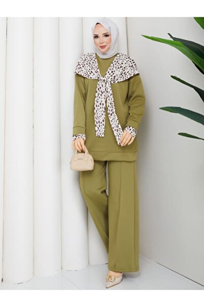 SHİROSA Scuba Bottom and Top Set with Fular Detail