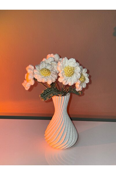 Lavinia Center مزهرية زخرفية مصنوعة يدويًا منسوجة على شكل زهرة (25 سم)