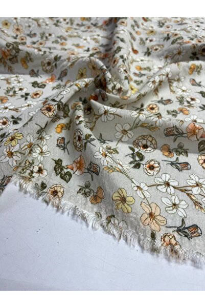 Kumaş sever Çiçek Desenli Vual Tensel Keten Kumaş Metrelik Çift En – Yazlık E...