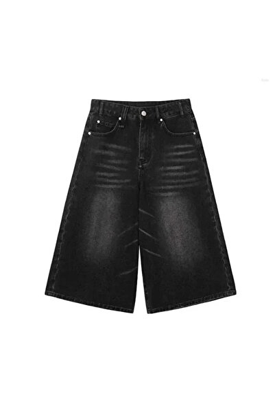Violon Black Y2K Trend Baggy Jean Shorts Bermuda