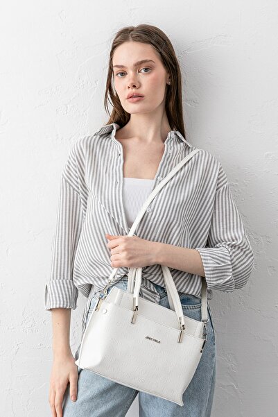 Just Polo Pera Adjustable Strap Large Volume Women's White Hand and Shoulder ...