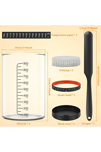 Choice1 C Sourdough Starter Jar 900ml Starter Container Clear Glass Jar and A...