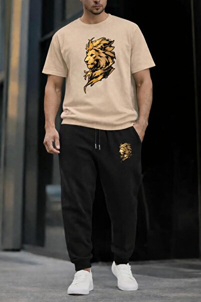 zeag Lion Printed Tracksuit T-Shirt Set