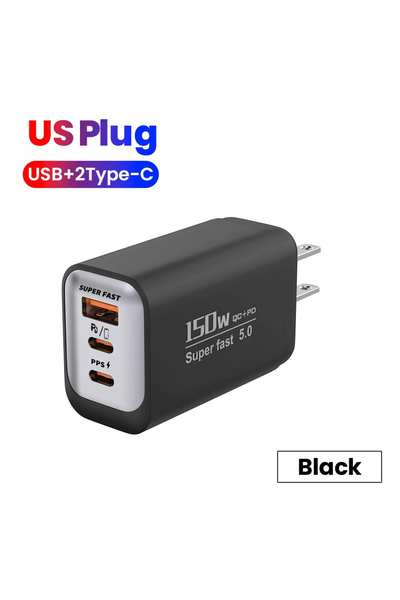 Choice4 US Black USB Type C 150W Charger USB QC3.0 Fast Charging Mobile Phone...